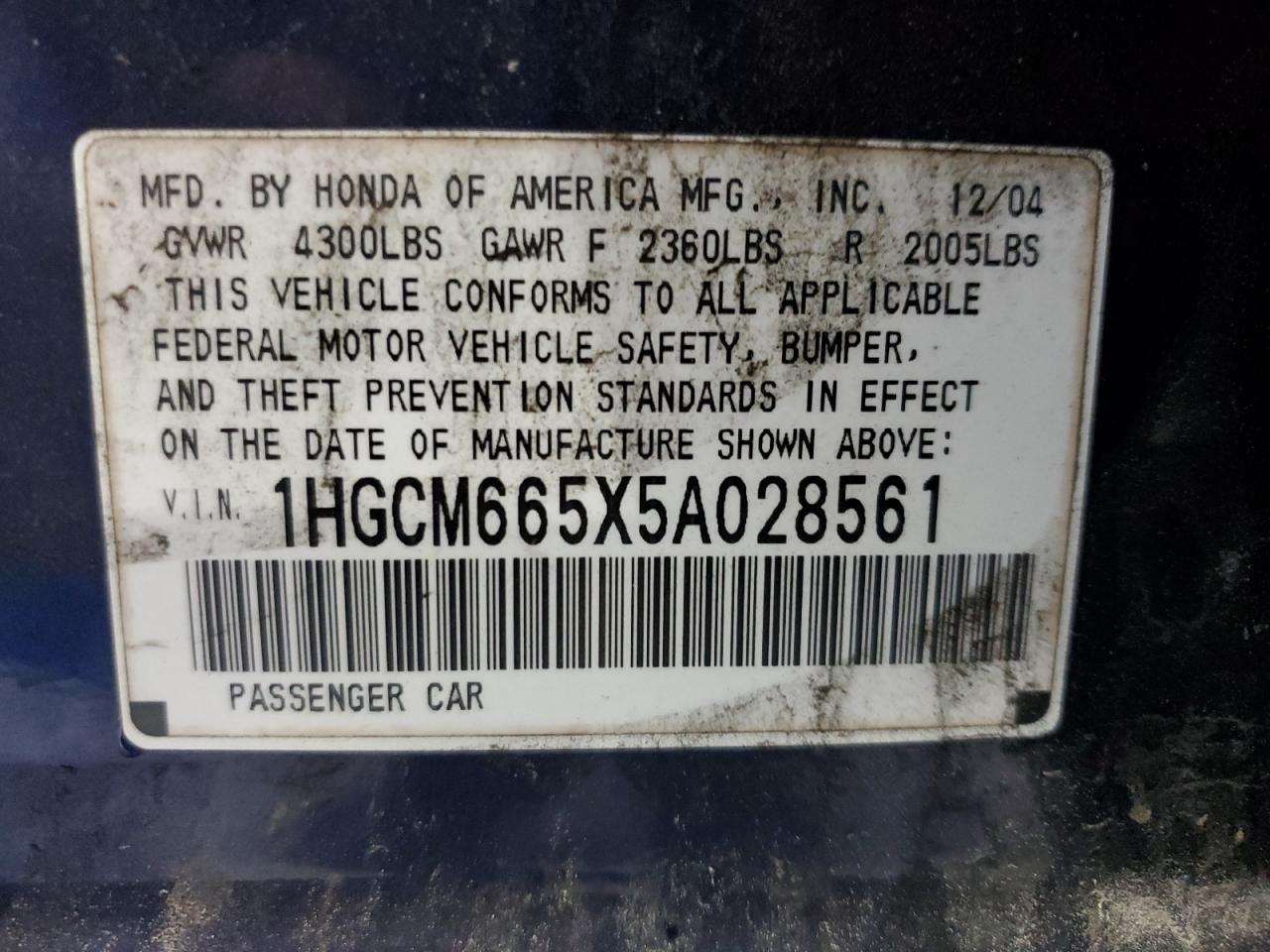 2005 HONDA ACCORD