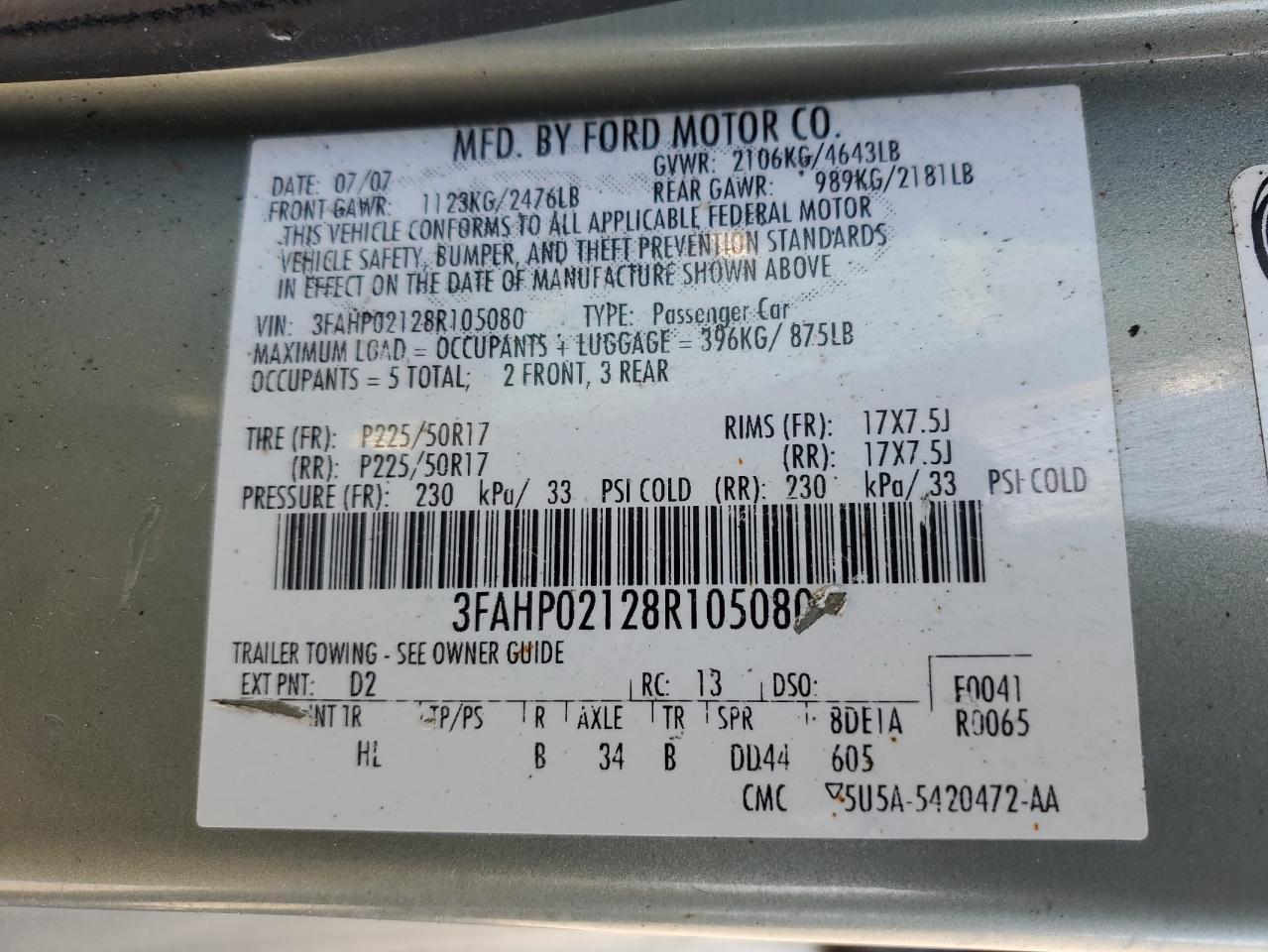 2008 FORD FUSION