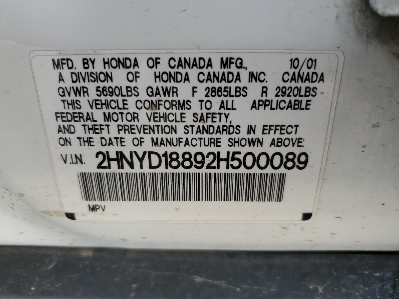 2002 ACURA MDX