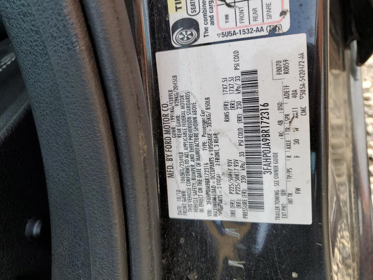 2011 FORD FUSION