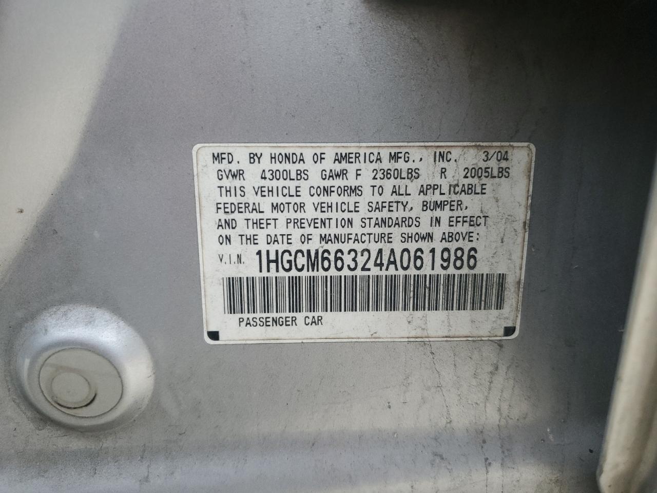 2004 HONDA ACCORD