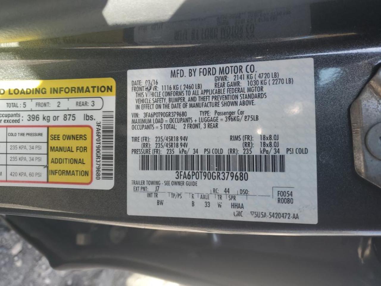 2016 FORD FUSION