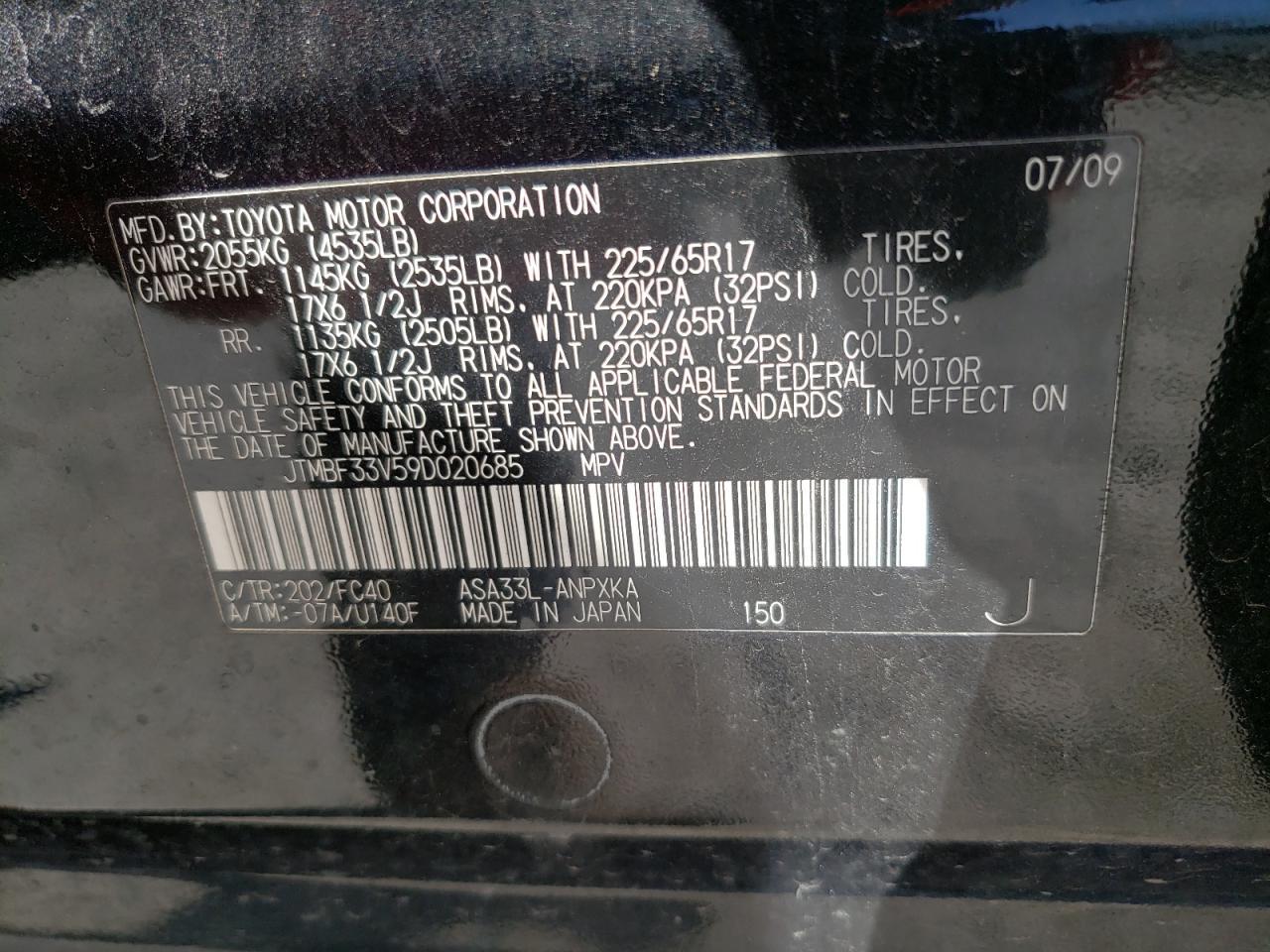 2009 TOYOTA RAV4