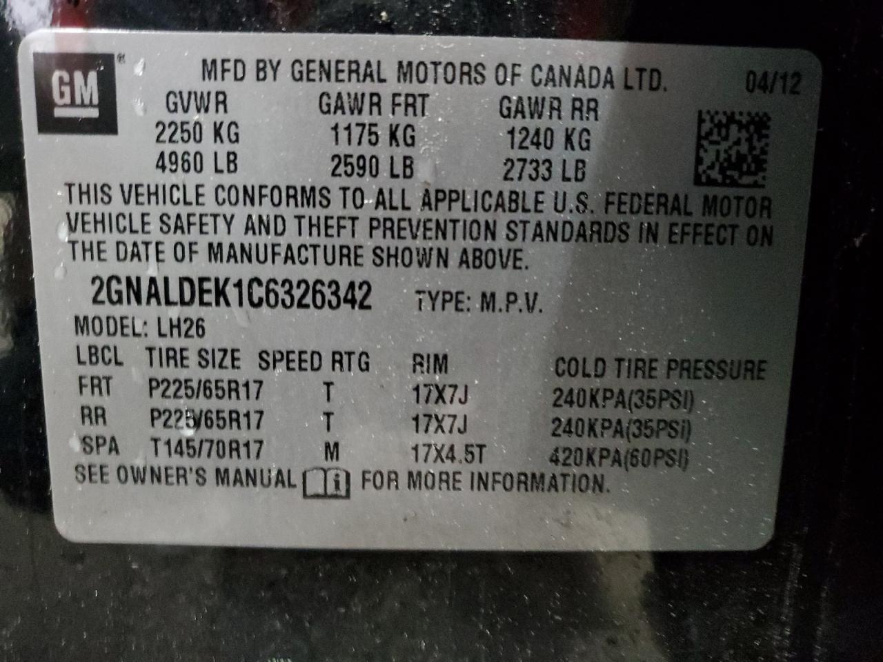 2012 CHEVROLET EQUINOX