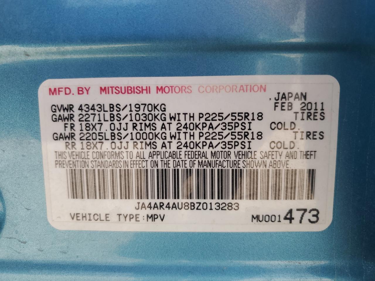 2011 MITSUBISHI outlander
