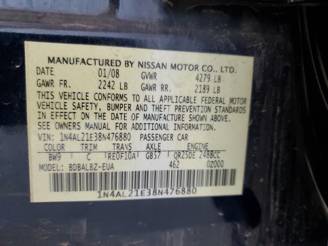 2008 NISSAN ALTIMA