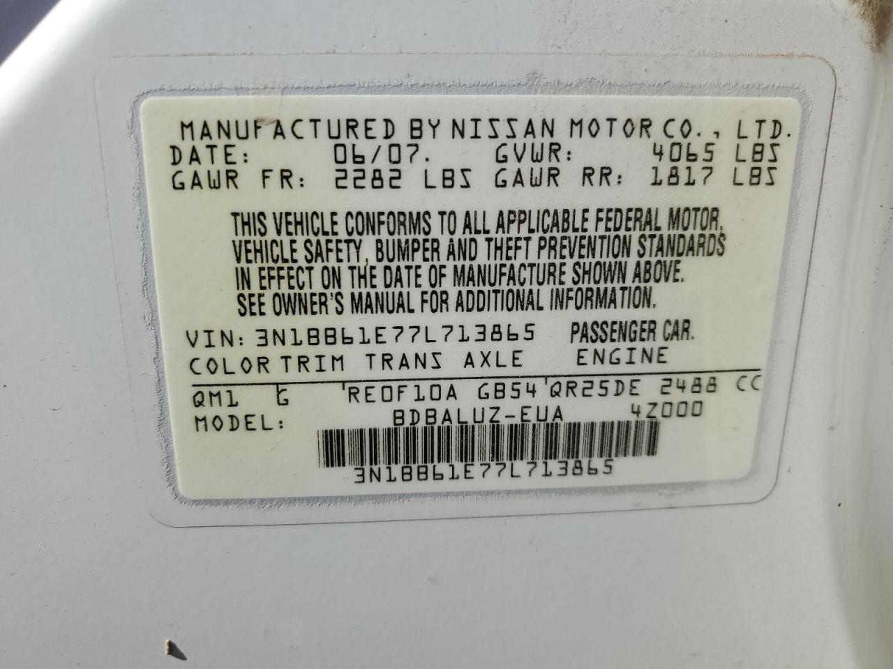 2007 NISSAN SENTRA
