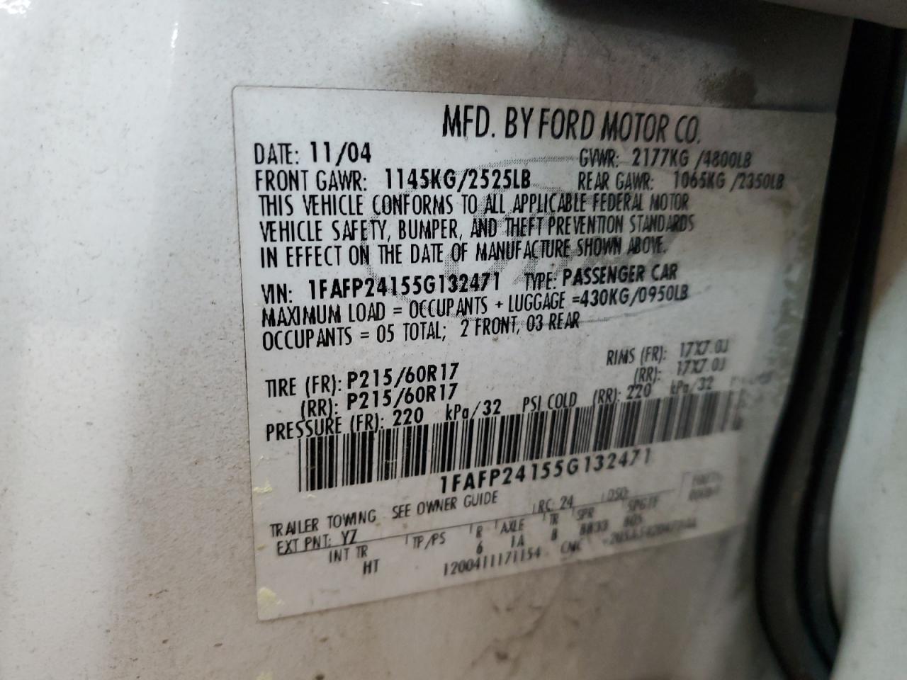 2005 FORD Five Hundred