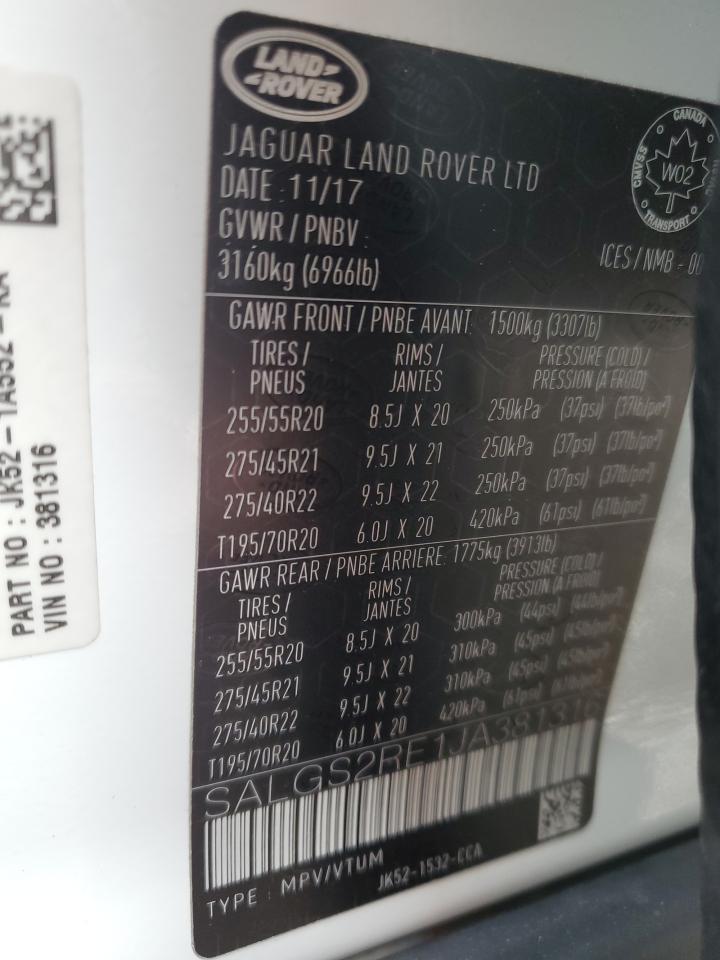 2018 LAND ROVER RANGE ROVER