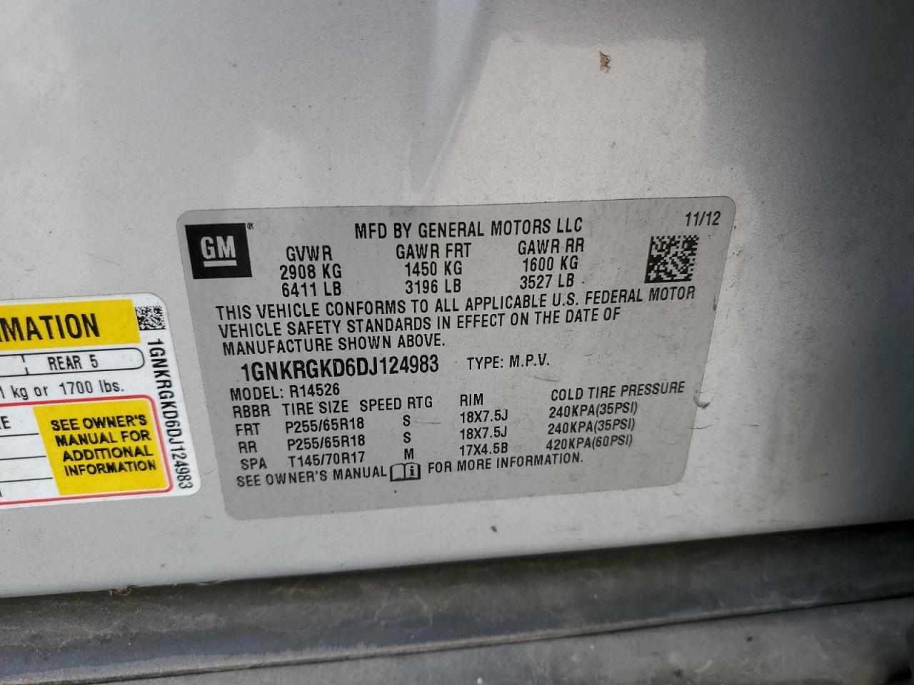 2013 CHEVROLET TRAVERSE