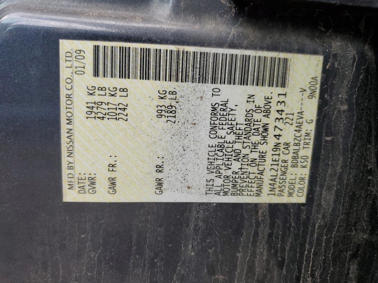 2009 NISSAN ALTIMA