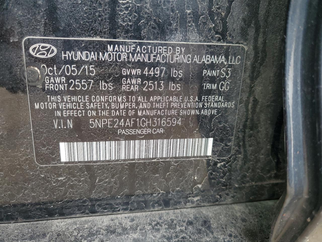 2016 HYUNDAI SONATA