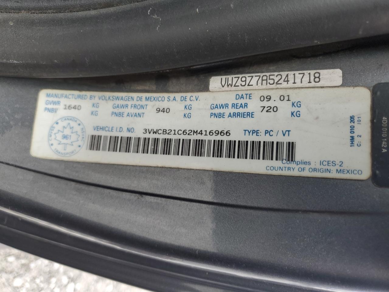 2002 VOLKSWAGEN Beetle
