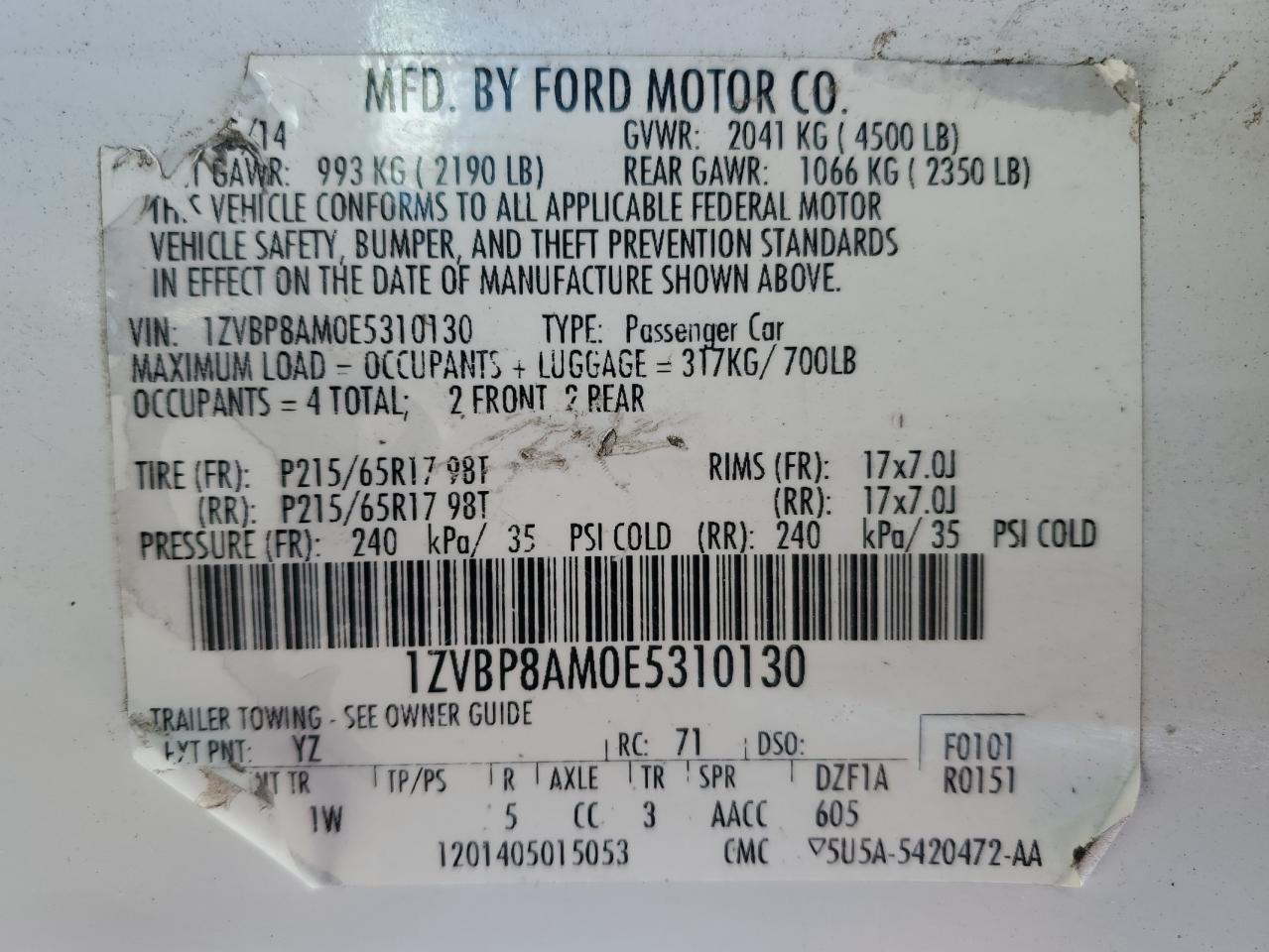 2014 FORD MUSTANG