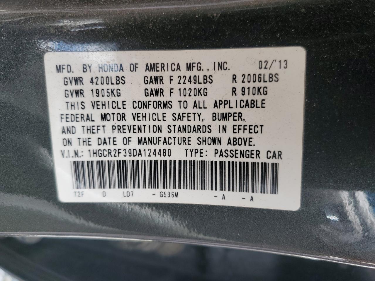 2013 HONDA ACCORD