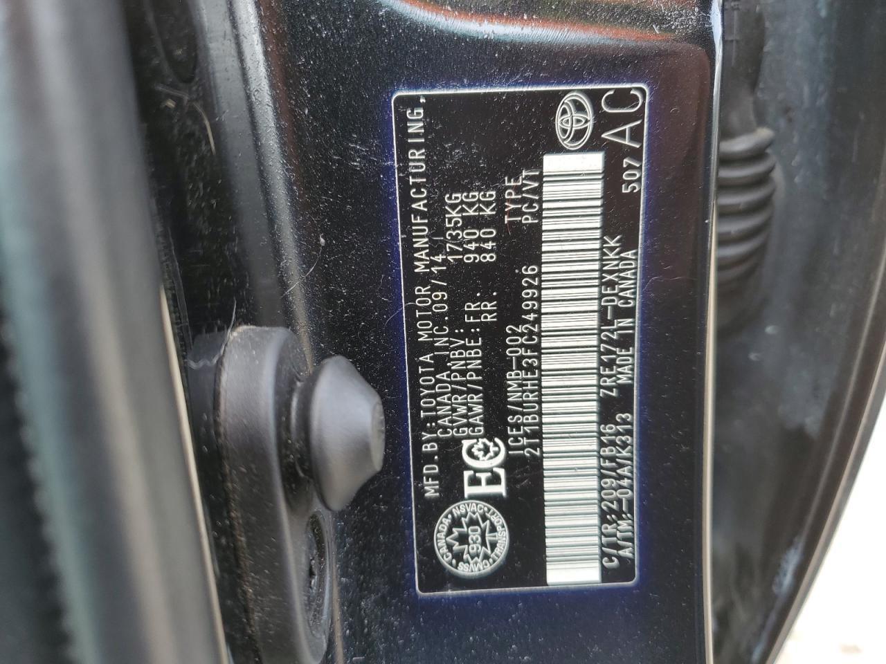 2015 TOYOTA COROLLA