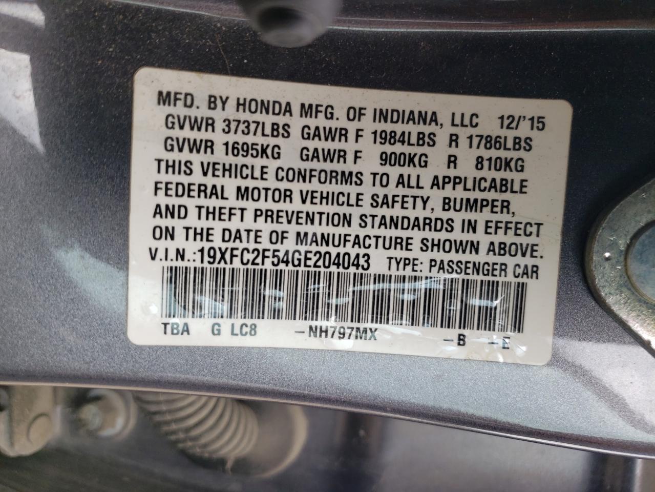 2016 HONDA CIVIC
