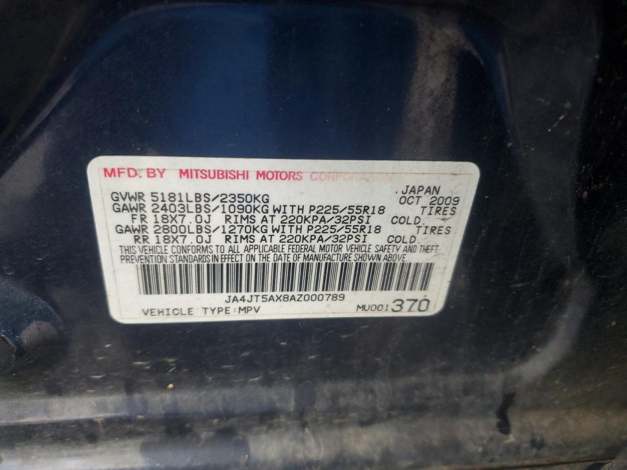 2010 MITSUBISHI outlander