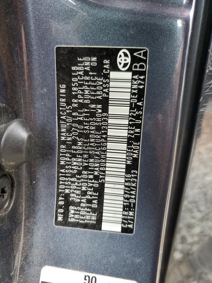 2016 TOYOTA COROLLA