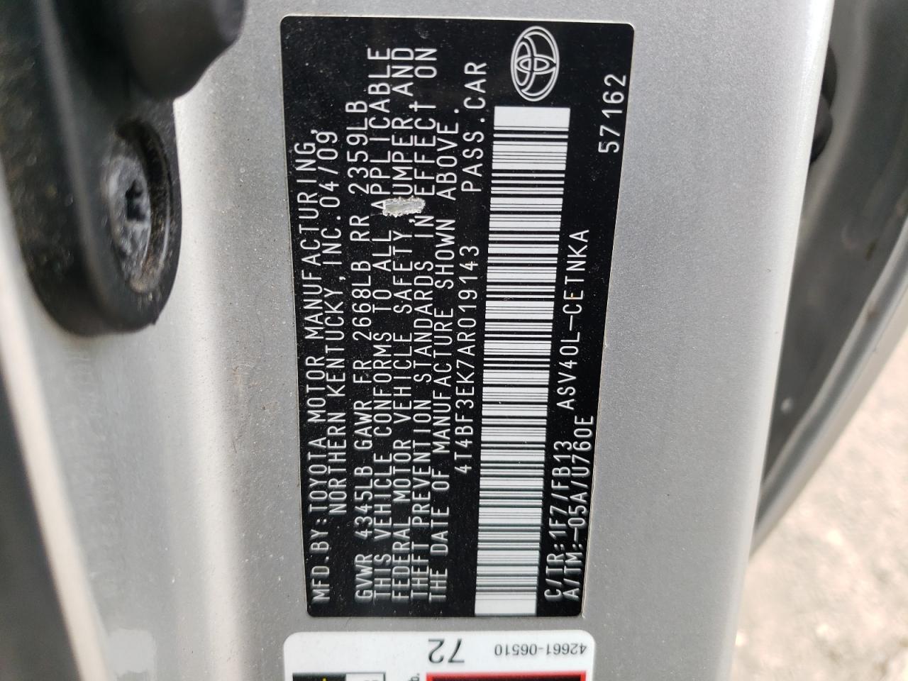 2010 TOYOTA CAMRY