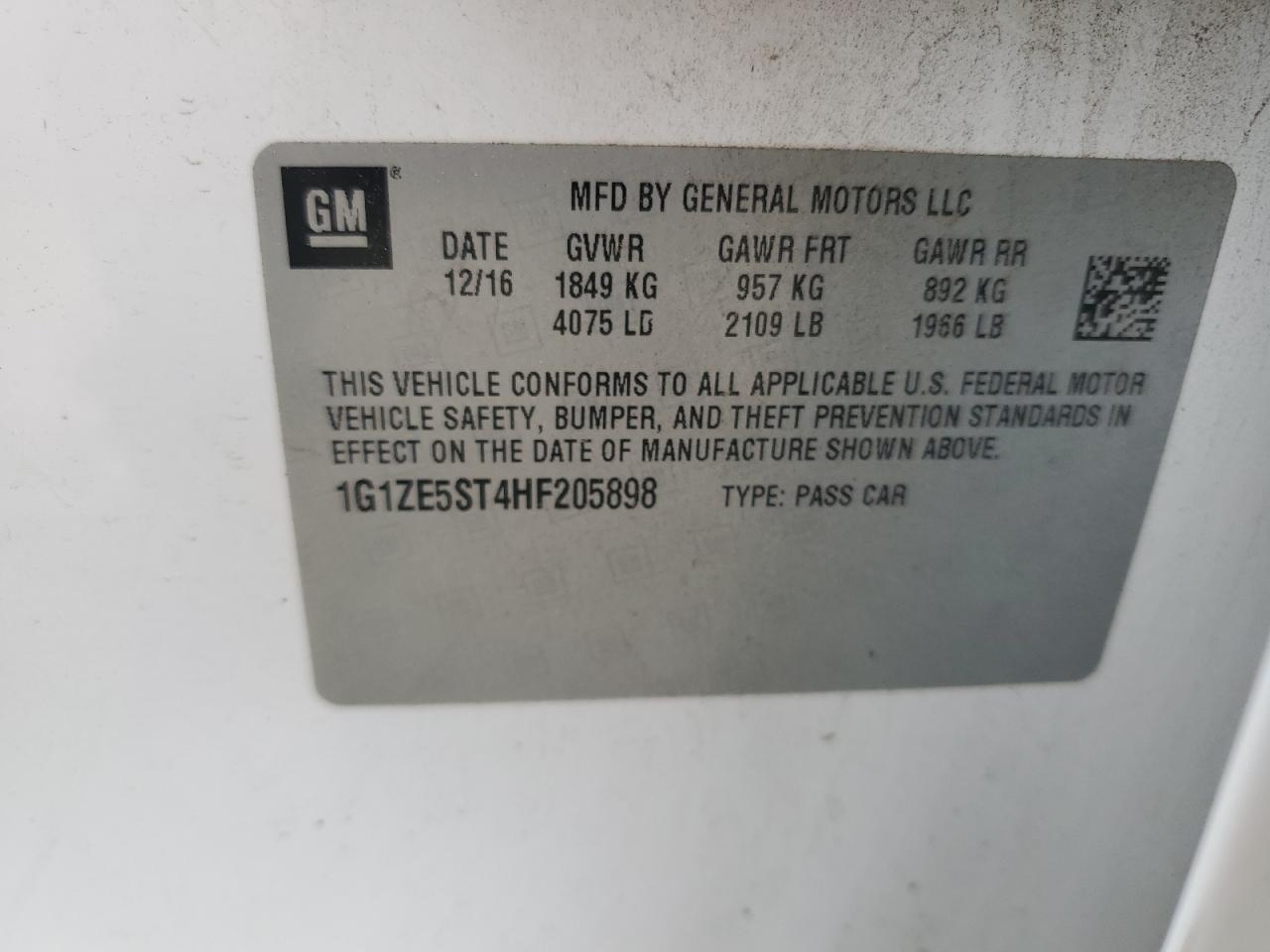 2017 CHEVROLET MALIBU