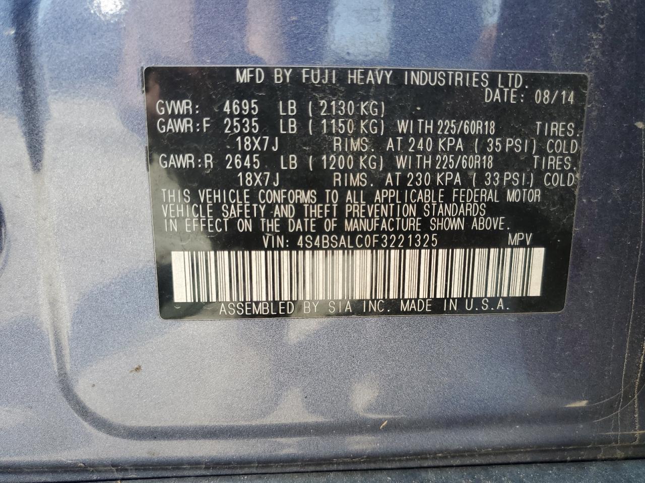 2015 SUBARU Outback