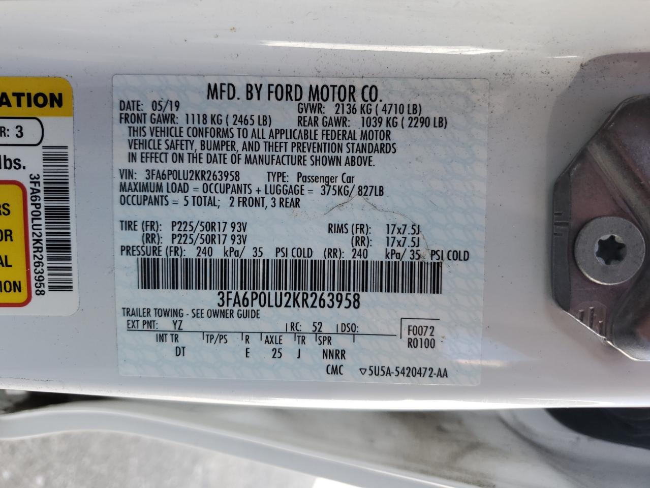 2019 FORD FUSION