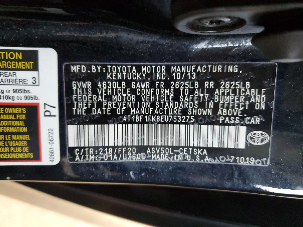 2014 TOYOTA CAMRY