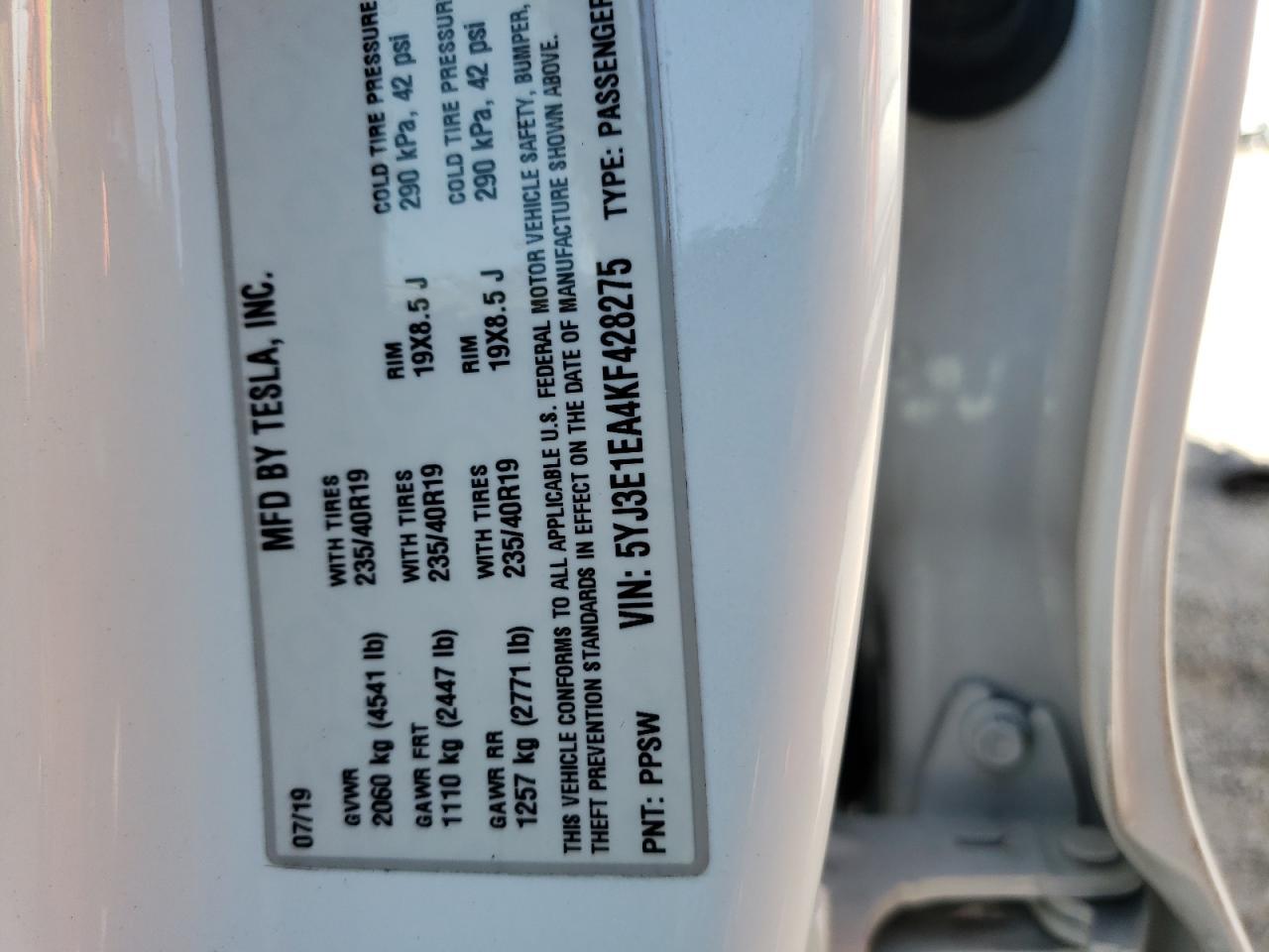 2019 TESLA MODEL 3