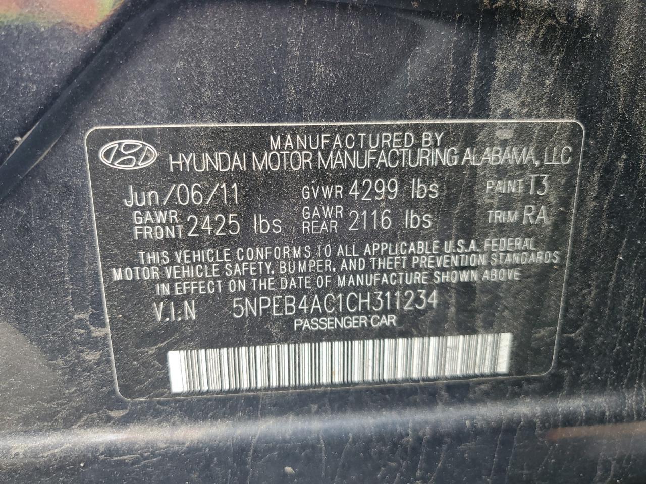 2012 HYUNDAI SONATA