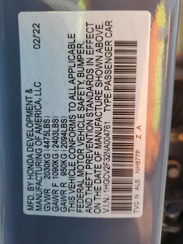 2022 HONDA ACCORD