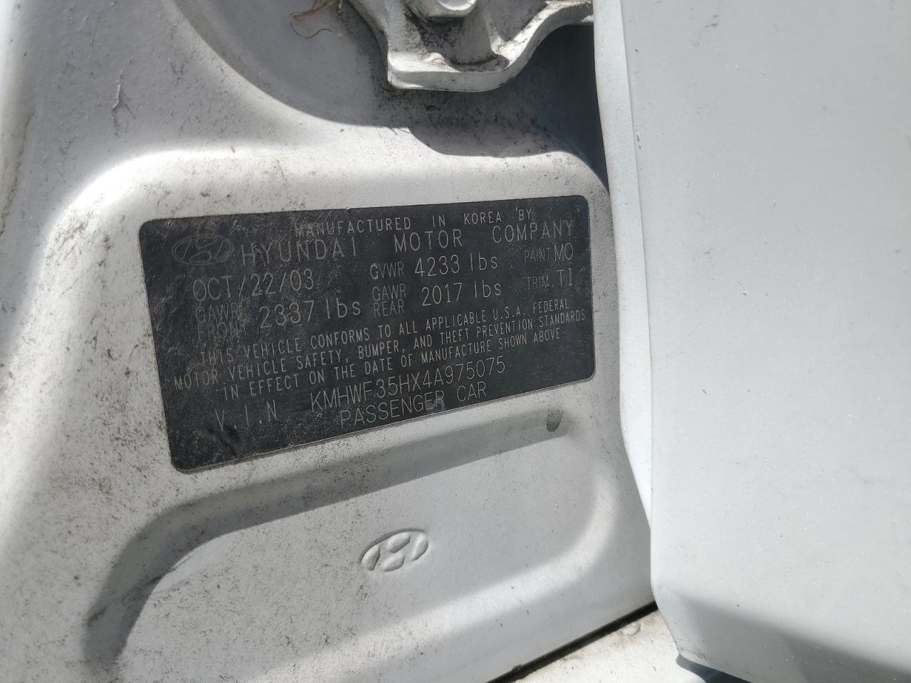 2004 HYUNDAI SONATA