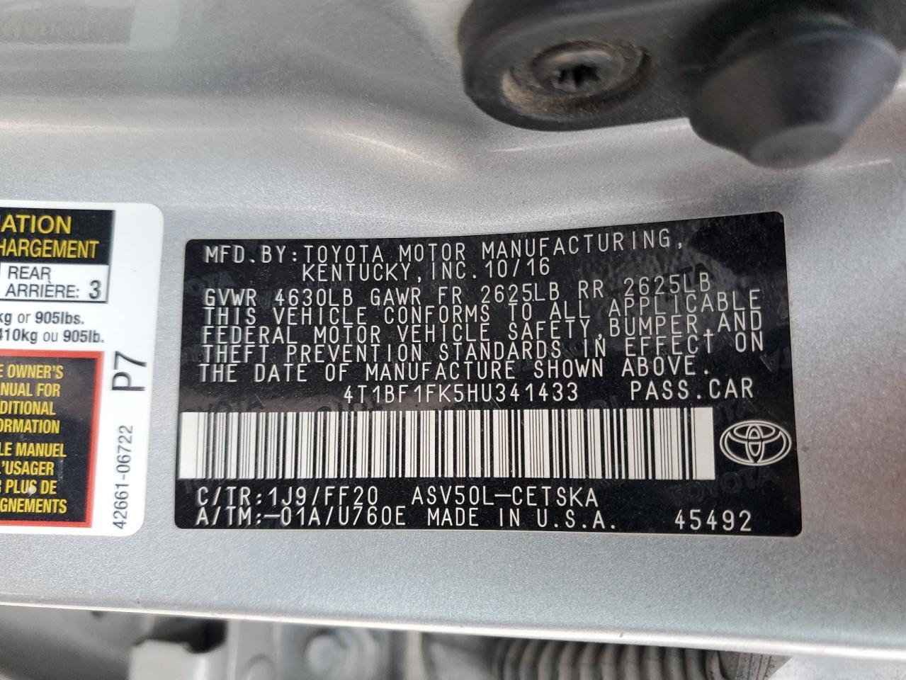 2017 TOYOTA CAMRY