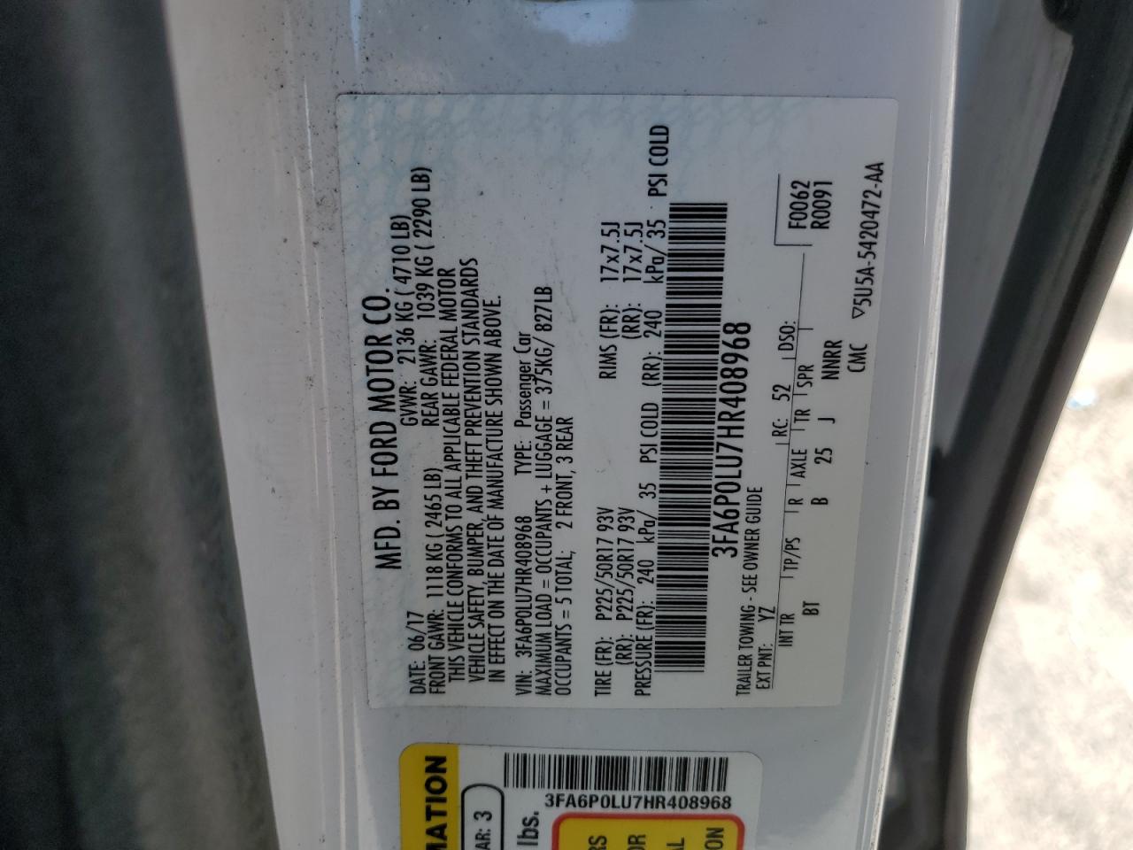 2017 FORD FUSION