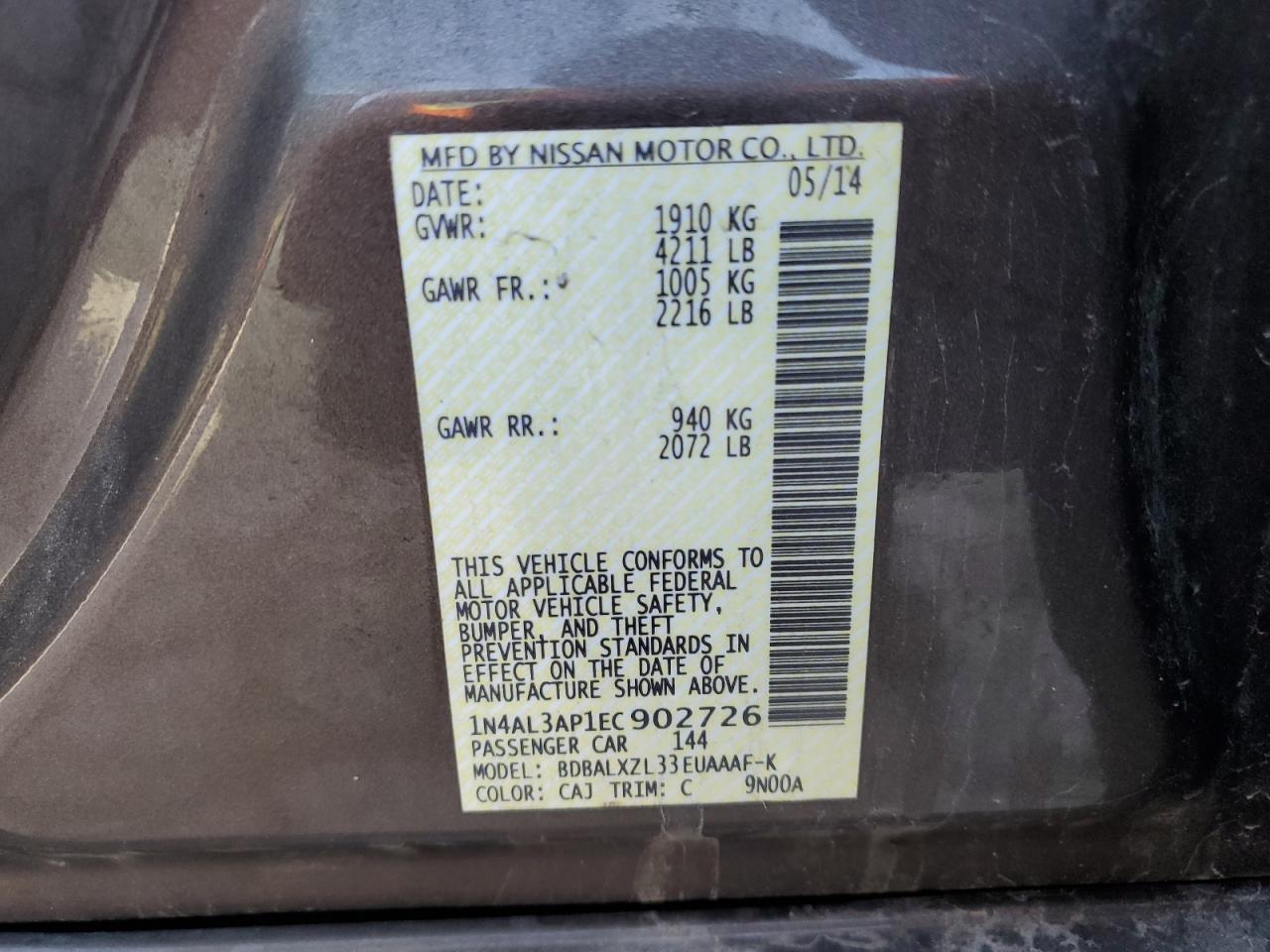 2014 NISSAN ALTIMA