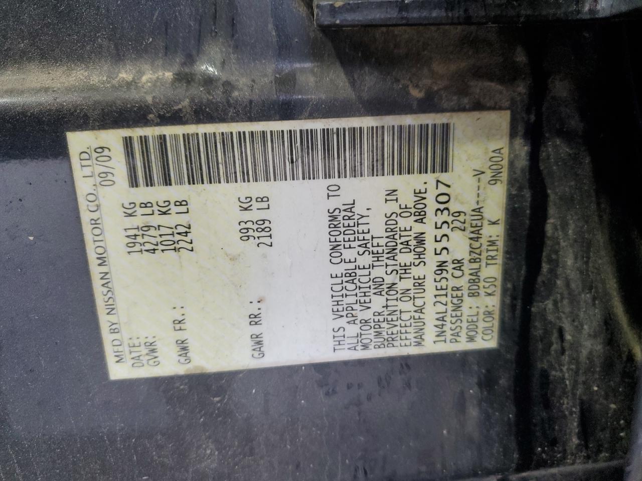 2009 NISSAN ALTIMA