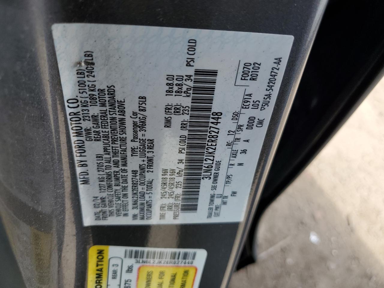 2014 LINCOLN MKZ