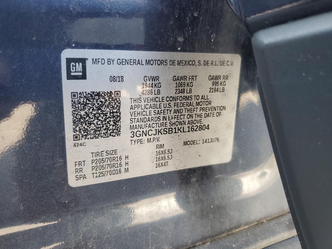 2019 CHEVROLET TRAX
