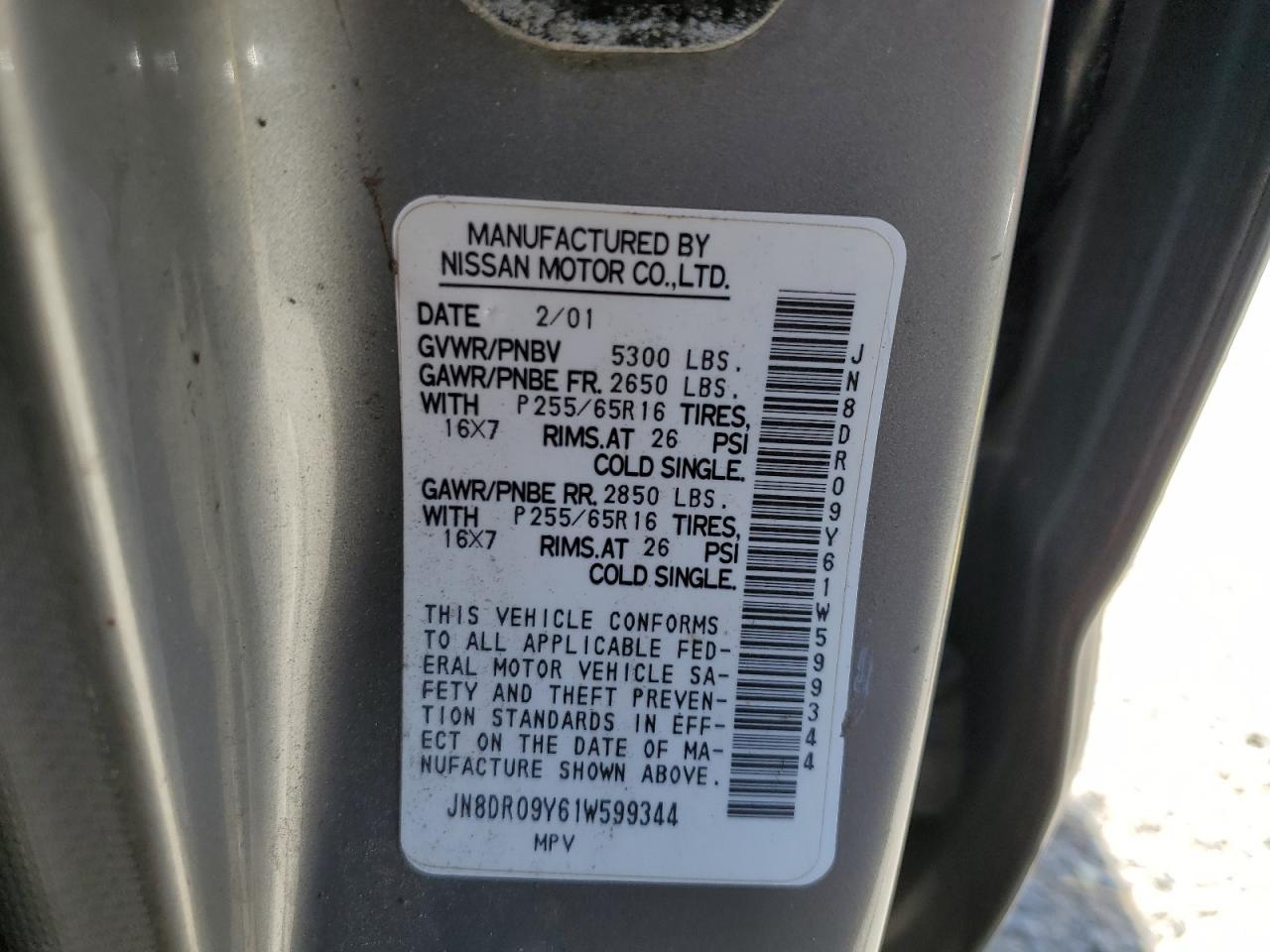 2001 NISSAN PATHFINDER