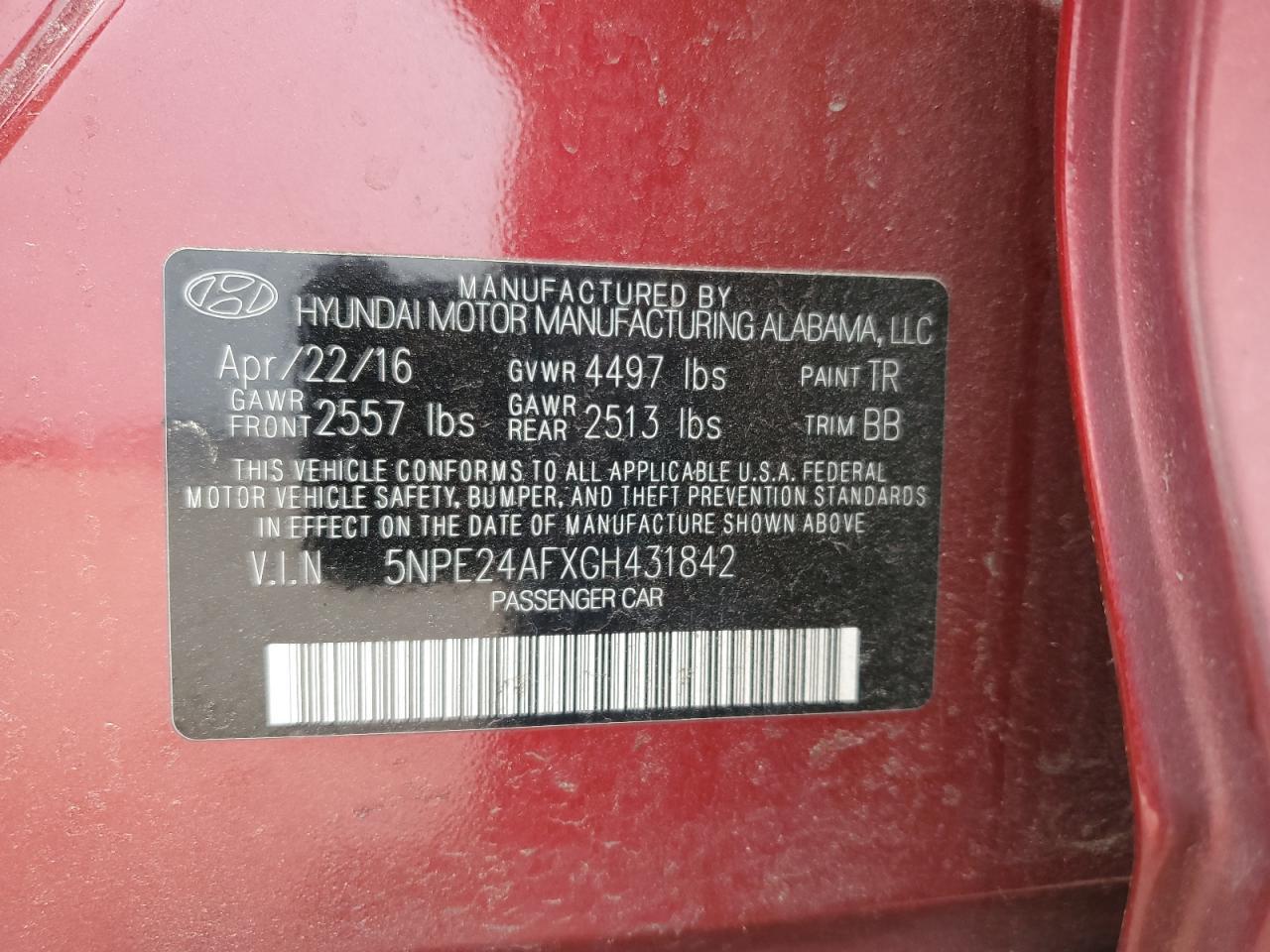2016 HYUNDAI SONATA
