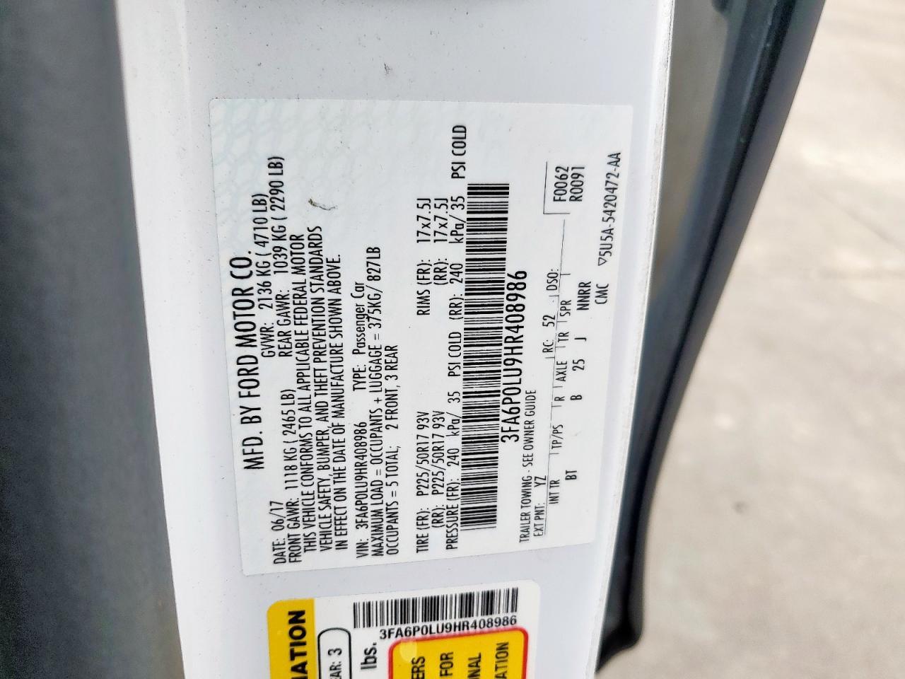2017 FORD FUSION