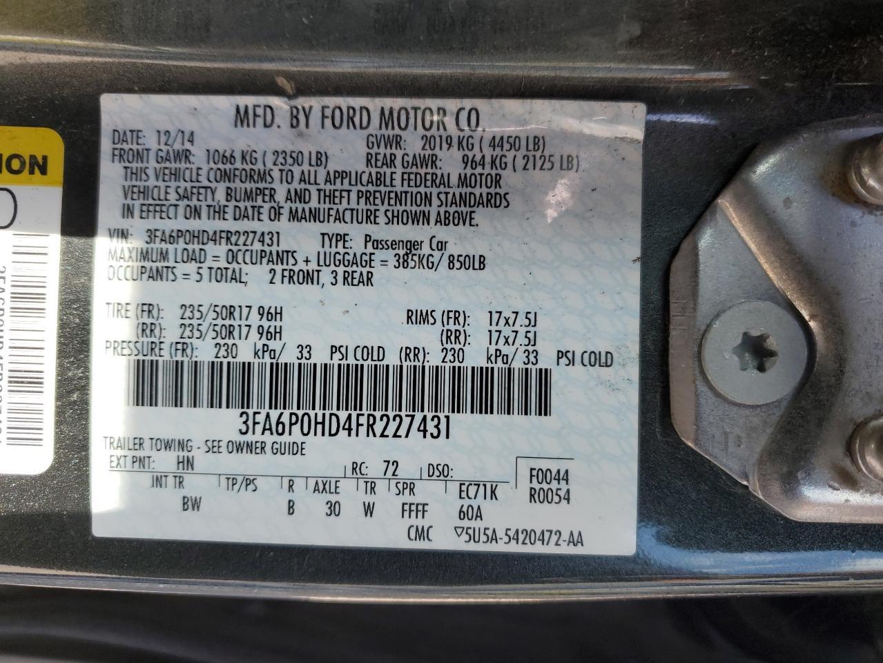 2015 FORD FUSION