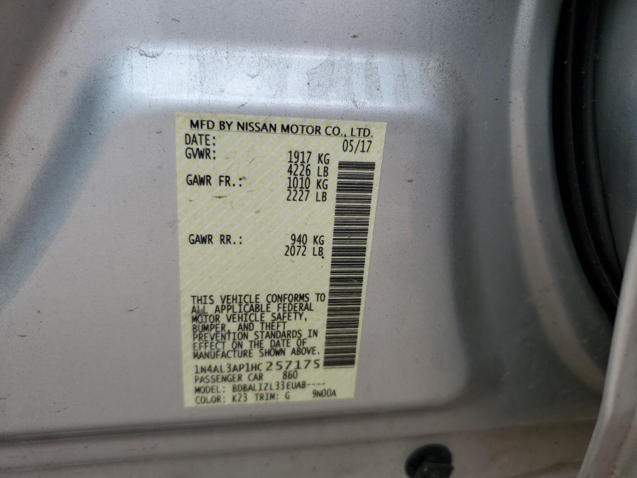 2017 NISSAN ALTIMA