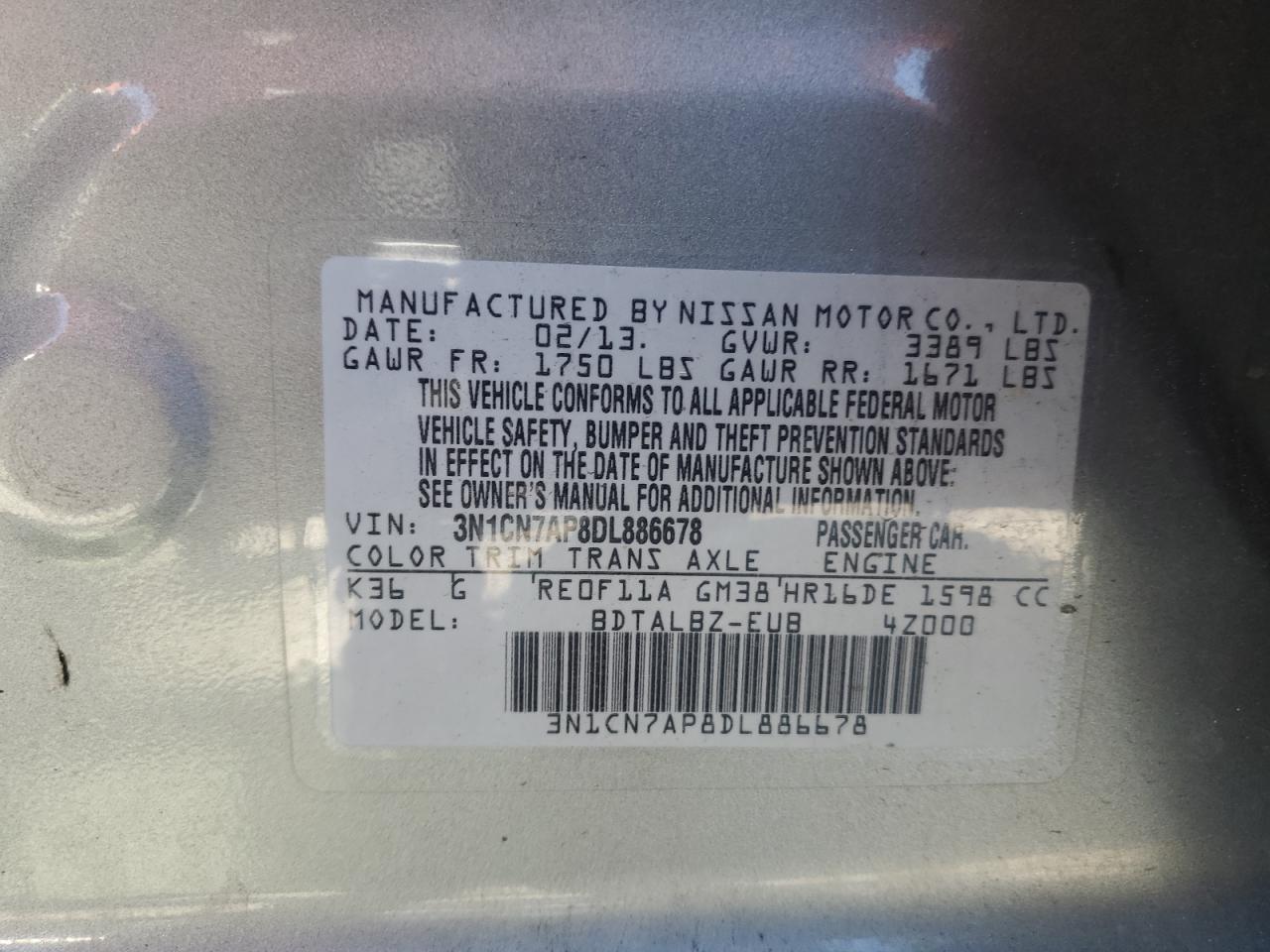 2013 NISSAN VERSA