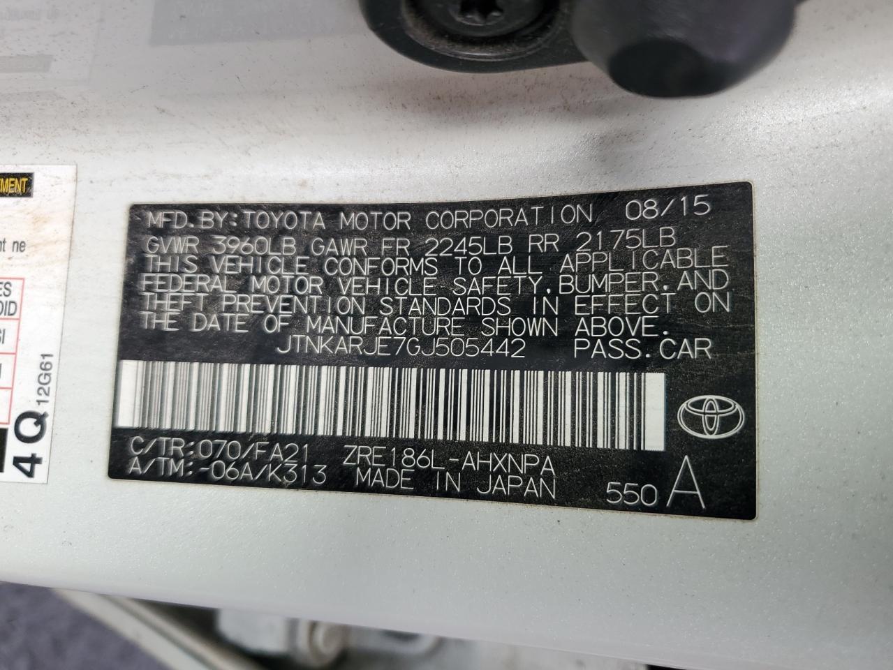 2016 TOYOTA SCION