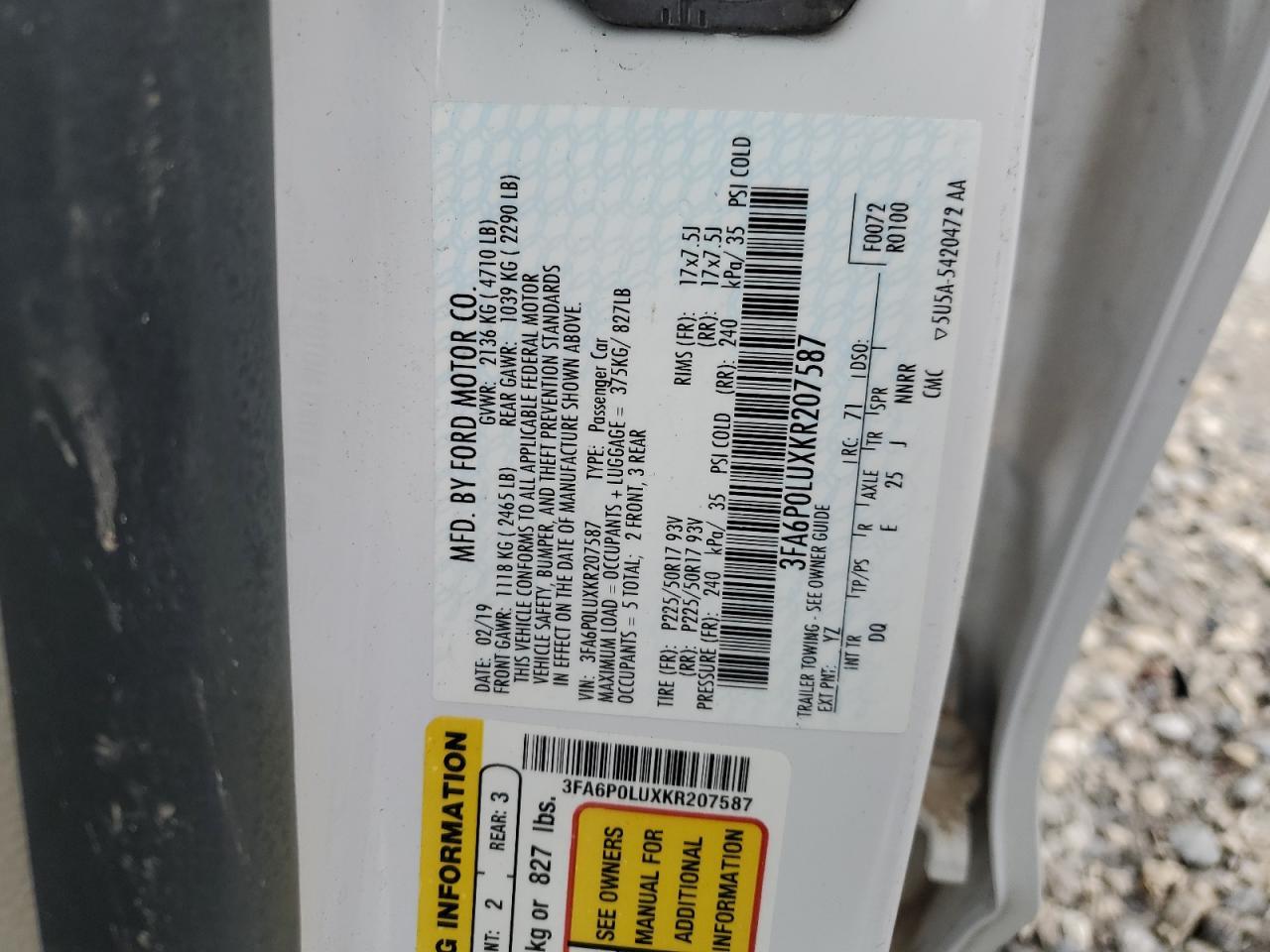 2019 FORD FUSION