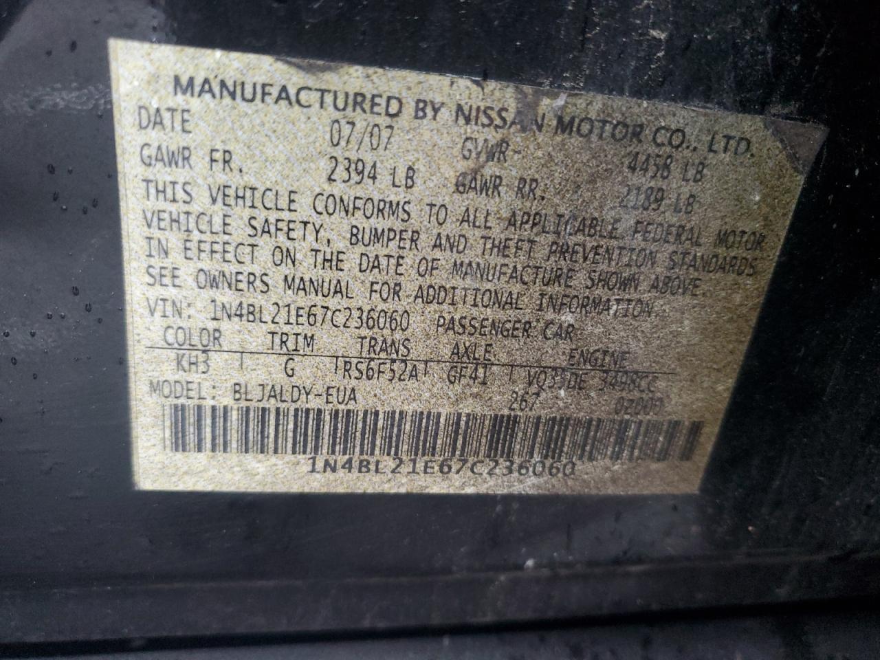 2007 NISSAN ALTIMA