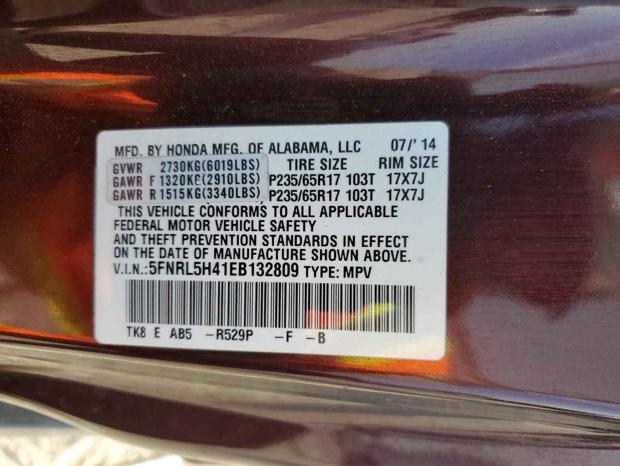 2014 HONDA ODYSSEY