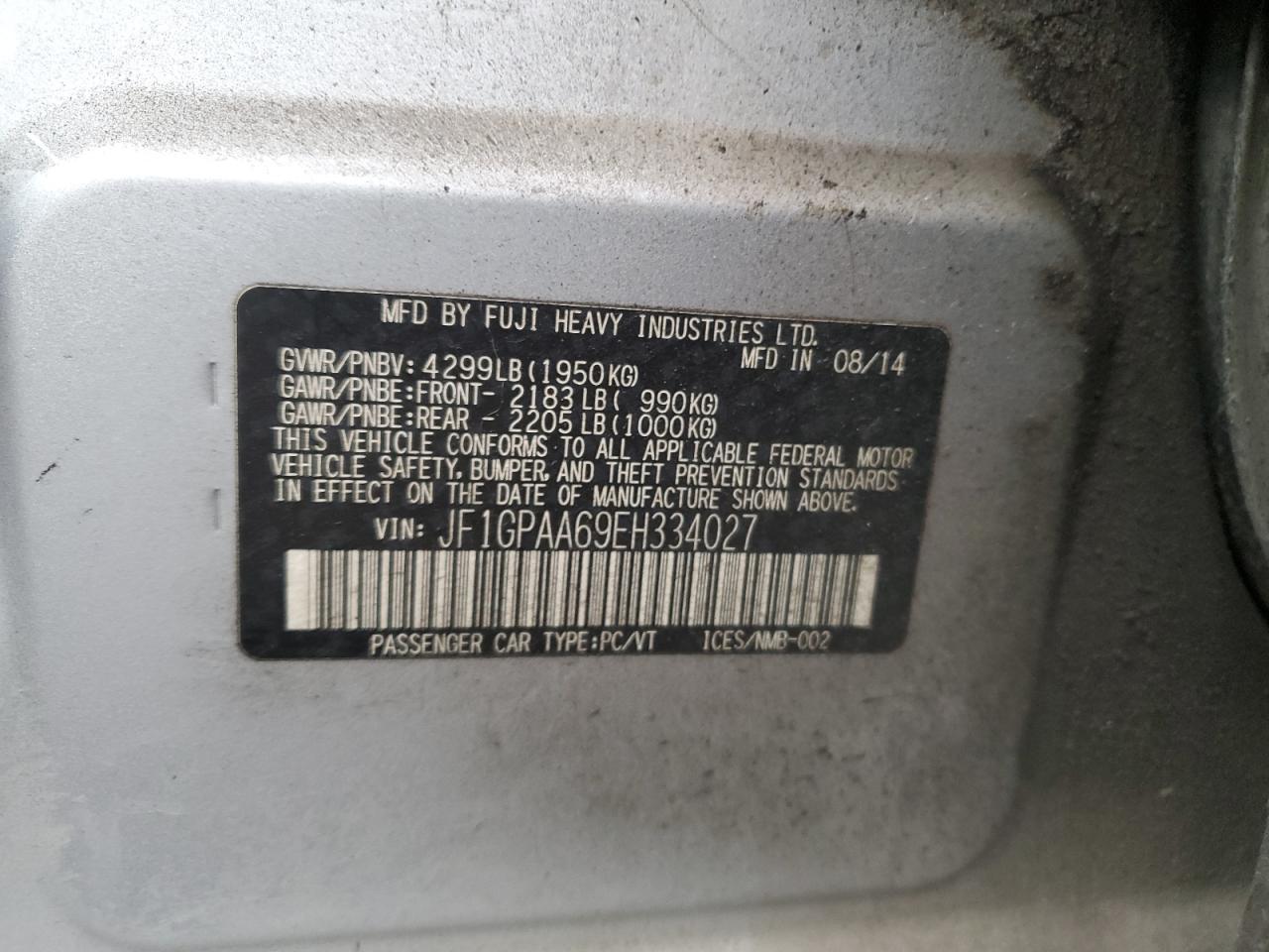 2014 SUBARU IMPREZA