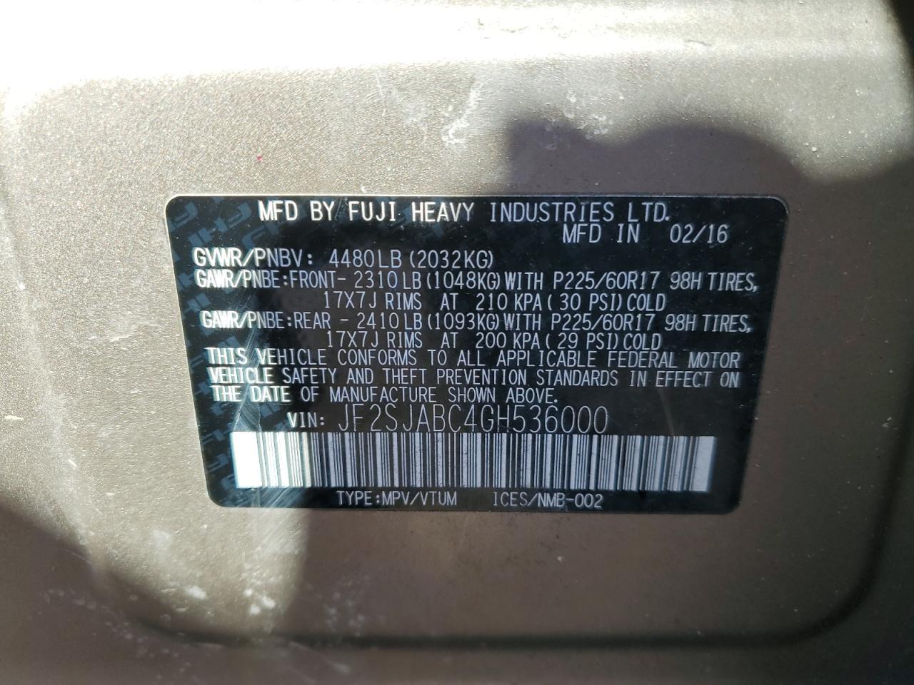 2016 SUBARU FORESTER